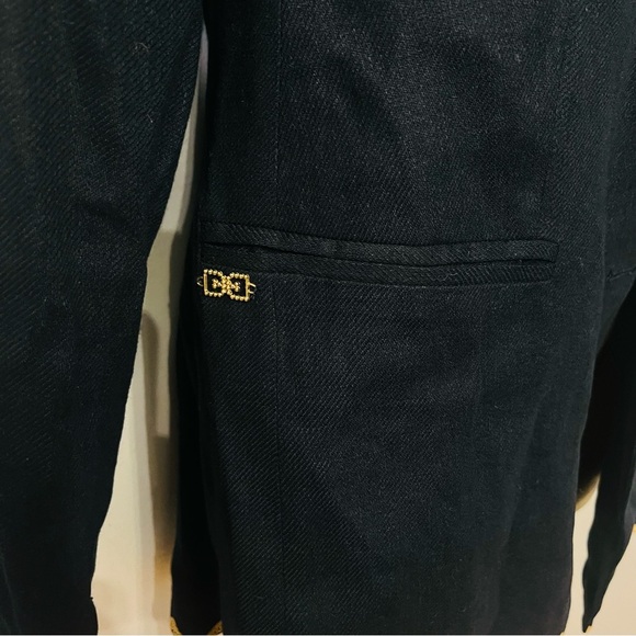 Sam Edelman Black Scallop Hem Blazer | Feminine Tailored Workwear Chic S - Picture 5 of 8